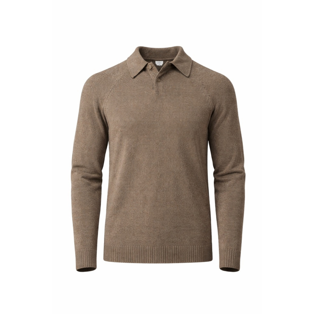 Jason Wu Men’s Knit Polo Sweater Brown Long Sleeve Size Small